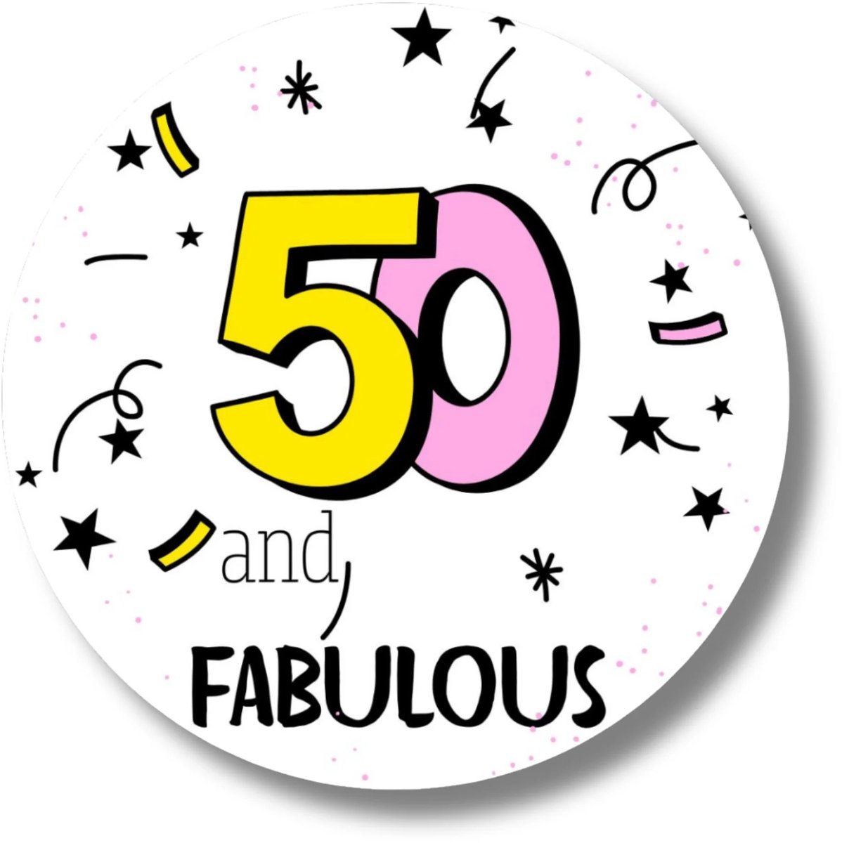 50 and Fabulous Stickers | 20 Verjaardag Stickers Neon Roze Geel